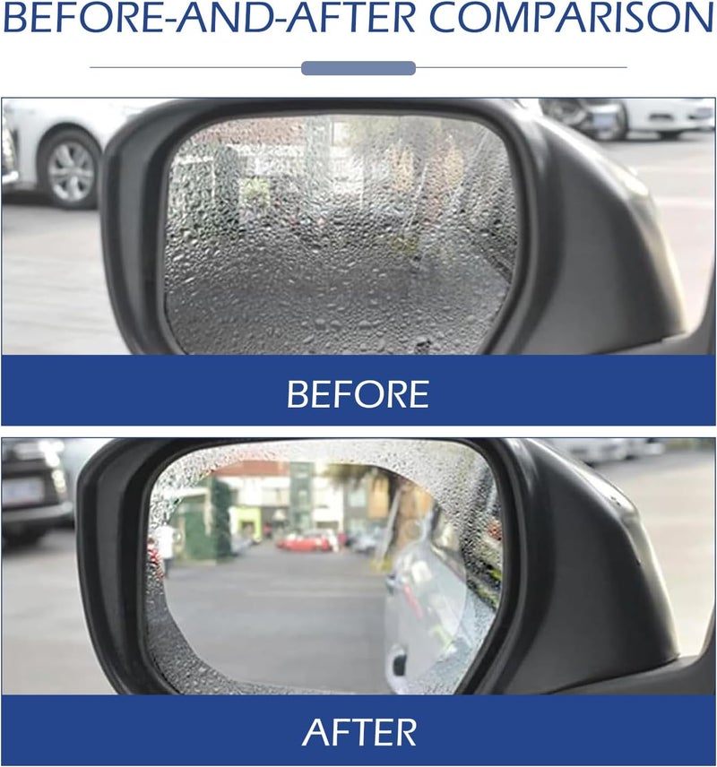 winterrock 2PCS Car Rear View Mirror Waterproof Film, 3.94" x 5.71" Anti-Glare Rainproof Anti-Fog Film, High-definition Transparent Rear View Mirror Protective Sticker, Universal for SUV, Sedan, Truck - Image 4